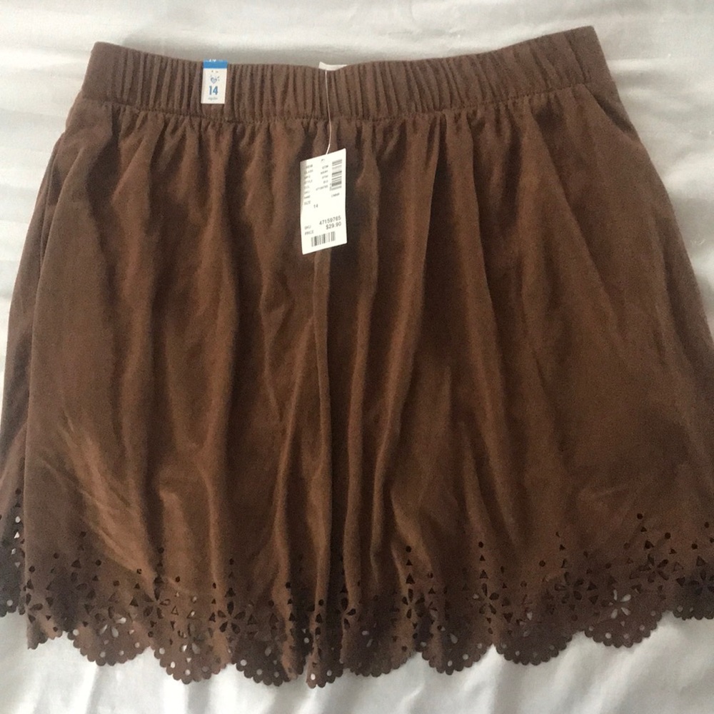 Justice Girls Brown Suede Skorts -Sz 14